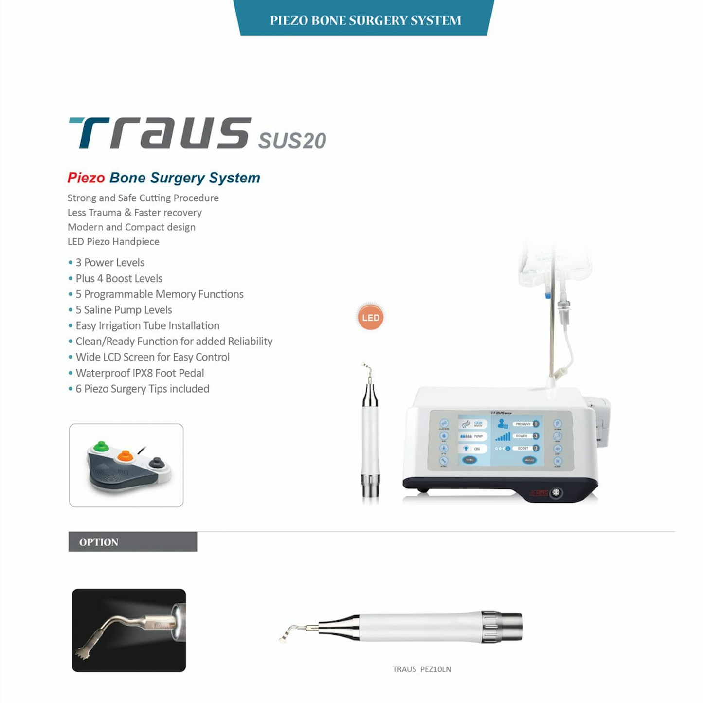 Saeshin Traus SUS20 piezoelectric bone surgery system with LED handpiece