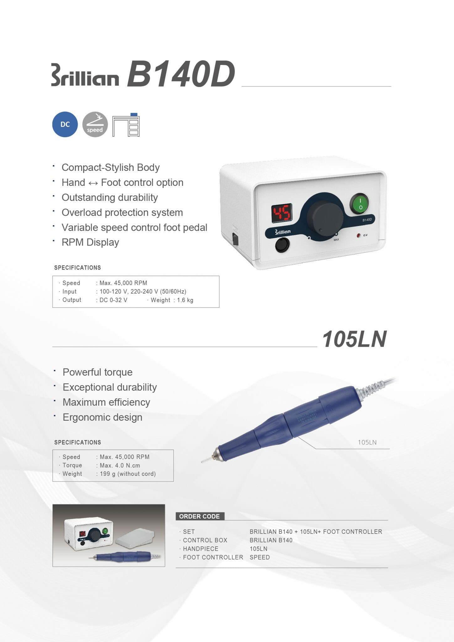 Saeshin Brillian B140D / 105LN Wood Carving Micromotor - Description Image 1