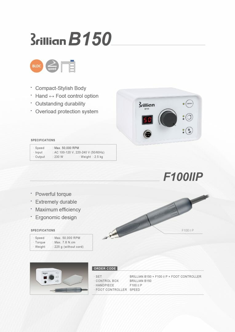 Saeshin Brillian B150/Forte F100IIP Dental Lab Micromotor - Description Image 1