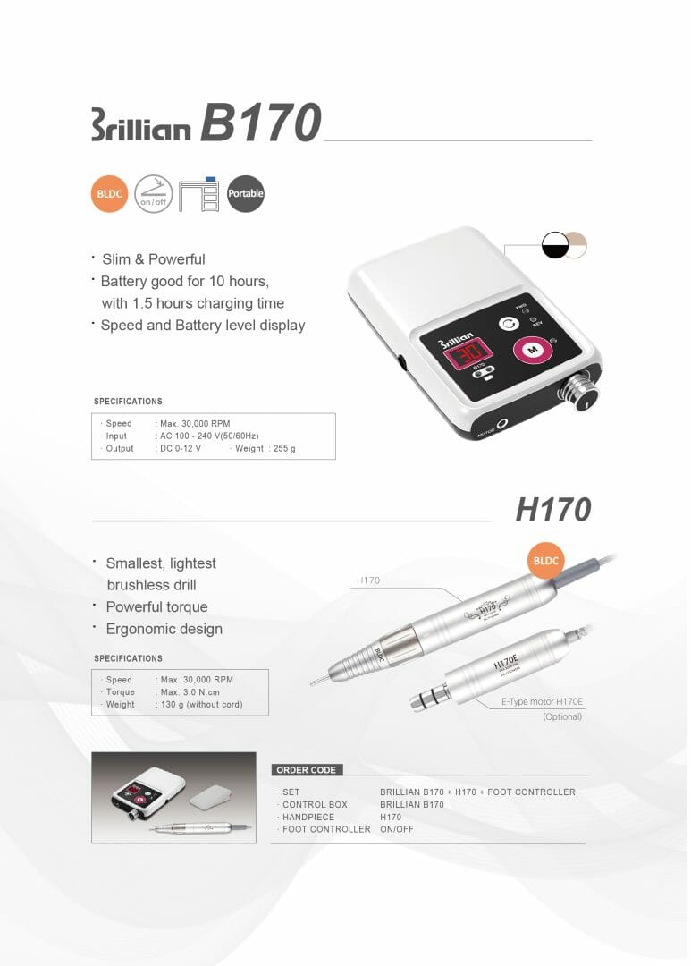 Saeshin B170/H170E Brushless Portable Micromotor Set - Description Image 2