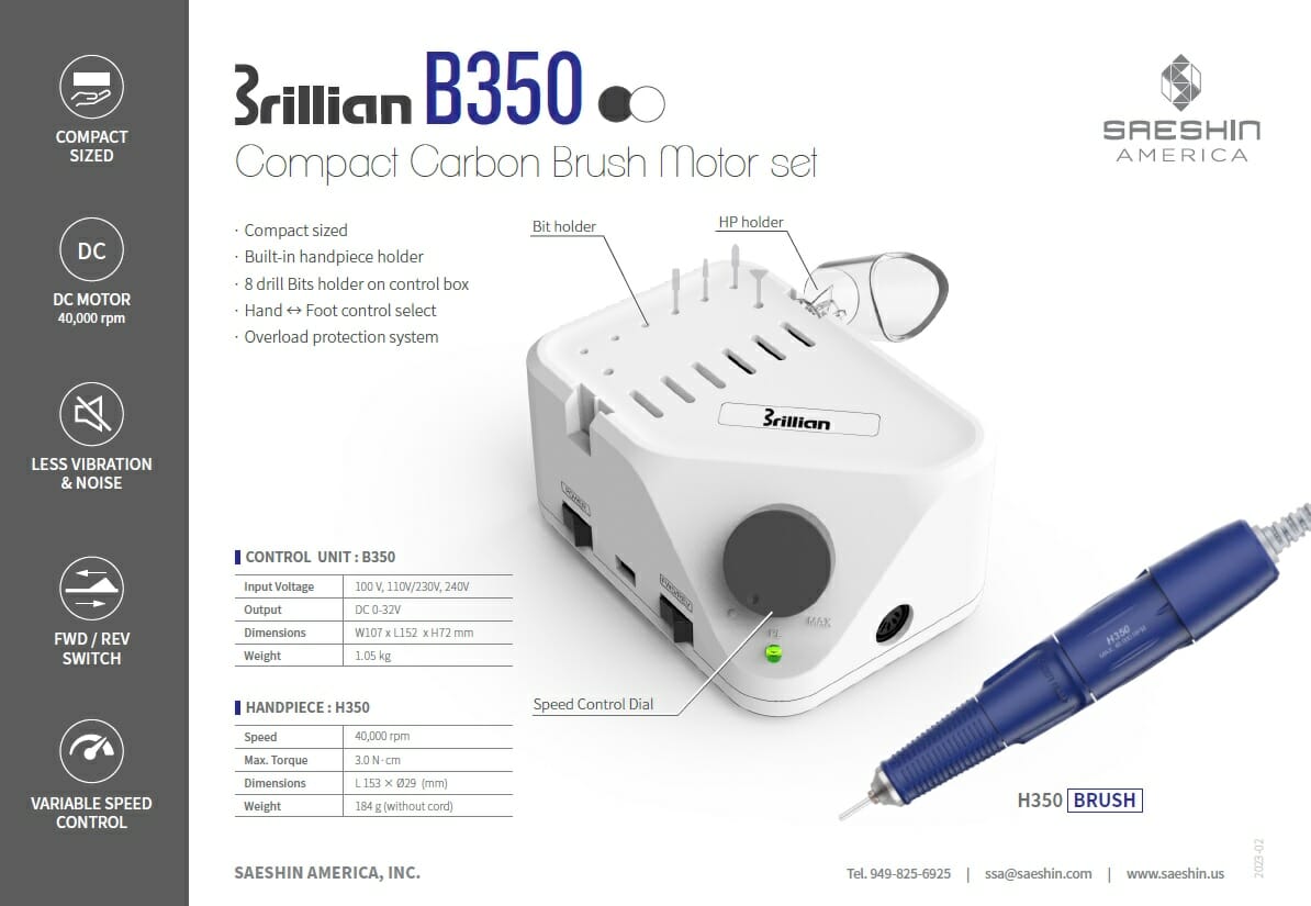 Saeshin Brillian B350 / H350 Jewelry Micromotor - Description Image 1