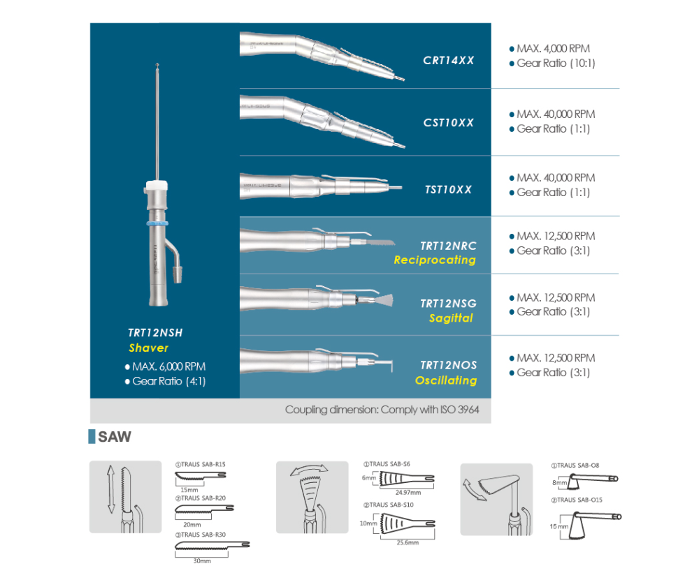 Saeshin CST10XX Surgical Drill Handpiece 1:1 - Description Image 1