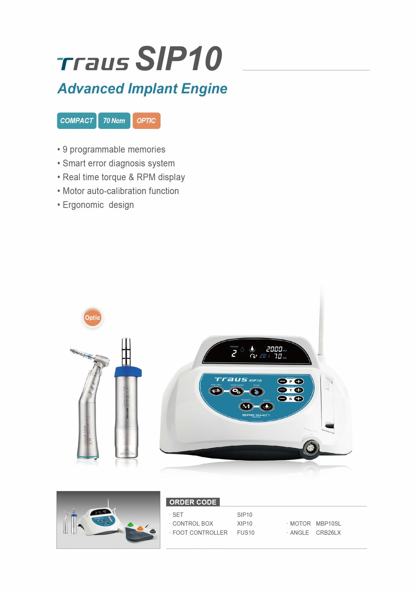 Saeshin Traus SIP10 implant motor set - Description Image 1